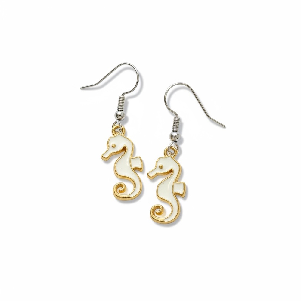 Elegant Gold Colored Seahorse Earrings